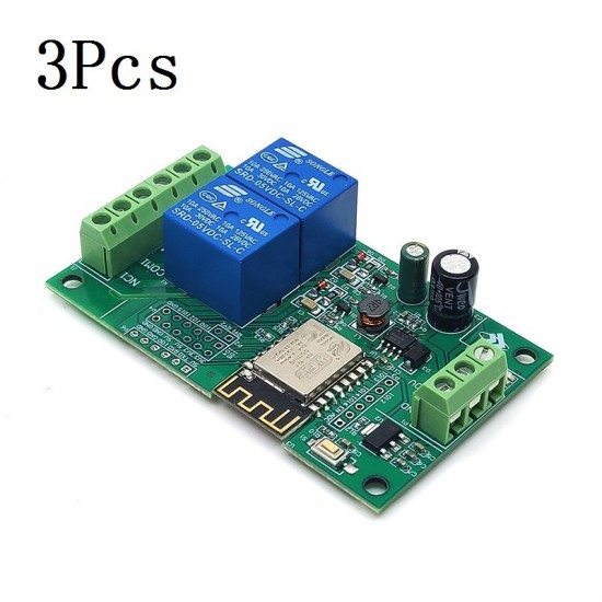 3Pcs 5V/8-80V Power Supply ESP8266 WIFI Dual Relay Module ESP-12F Development Board Secondary Development