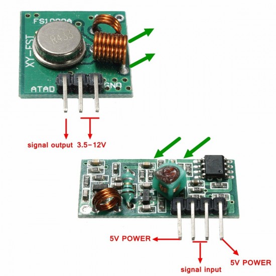 433Mhz Wireless Receiver Module RF Transmitter Kit For ARM MCU