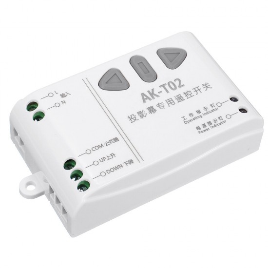 AC220V Two-way Remote Control Switch Projection Screen Controller Motor Forward and Reverse Up and Down Stop Wireless Switch