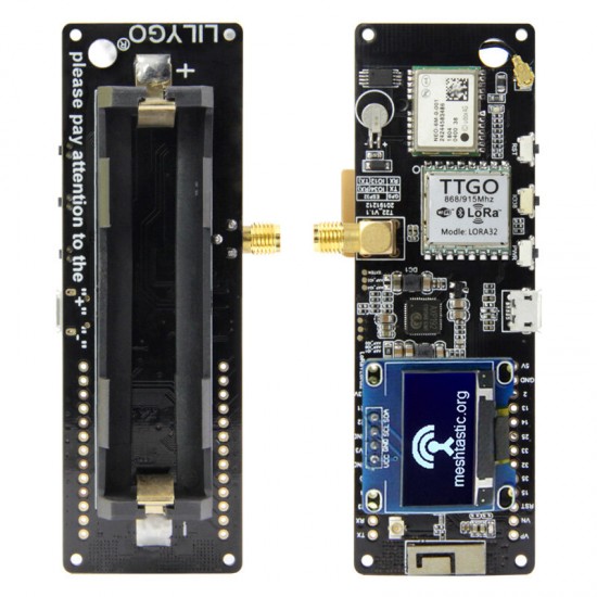 Meshtastic V1.1 ESP32 433/915/923Mhz WiFi Bluetooth ESP32 GPS NEO-6M SMA 18650 Battery Holder With OLED