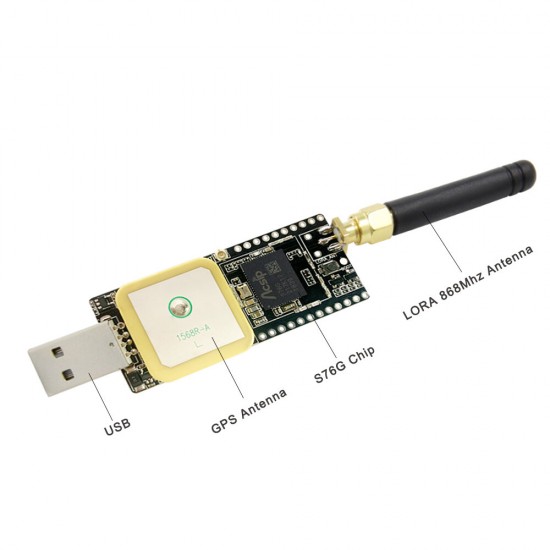 T-Motion S76G Lora Chip LORA 868/915/923Mhz Antenna GPS Antenna USB Connector Development Board