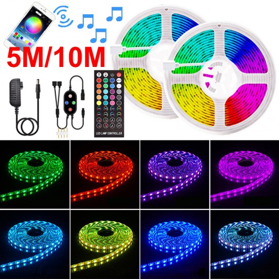 5/10M 12V LED Strip Lights 5050 RGB COLOUR CHANGING bluetooth APP Remote Music Smart Strips Christmas Decorations Clearance Christmas Lights