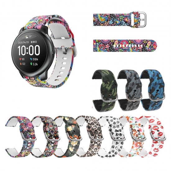 22mm Colorful Pattern Watch Band Watch Strap for Solar BW-HL3 BW-AT1