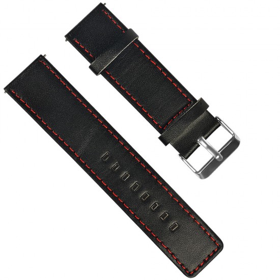 22mm Red Thread Single Leather Strap Watch Band for HuWatch GT Active Elegant