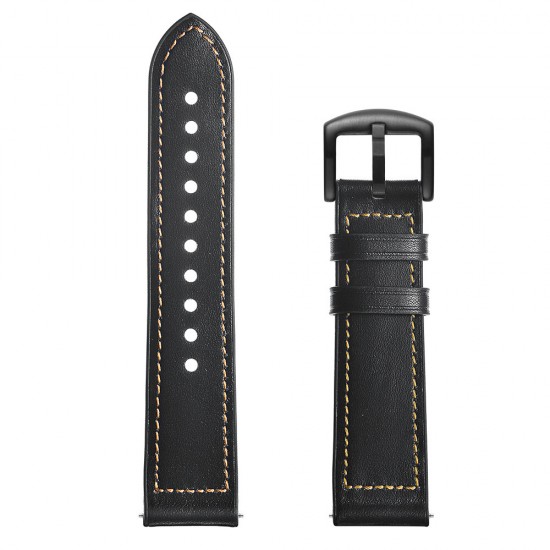 22mm Silica gel Inside External Leather Watch Band Watch Strap for Xiaomi Amazfit 2 Non-original