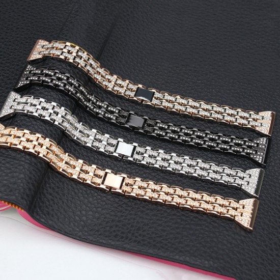 20/22mm Width Fashion Luxury Diamond Stainless Steel Watch Band Strap Replacement for Samsung Galaxy Watch 42/ 46mm S2/ S3 Active2