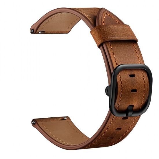 22mm First Layer Genuine Leather Replacement Strap Smart Watch Band for Amazfit Smart Sport Watch 1/2S