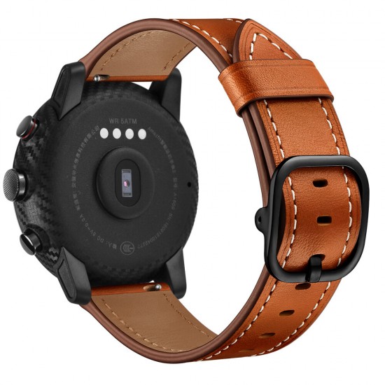 22mm First Layer Genuine Leather Replacement Strap Smart Watch Band for Amazfit Smart Sport Watch 1/2S