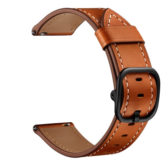 22mm First Layer Genuine Leather Replacement Strap Smart Watch Band for Samsung Galaxy Watch 46MM