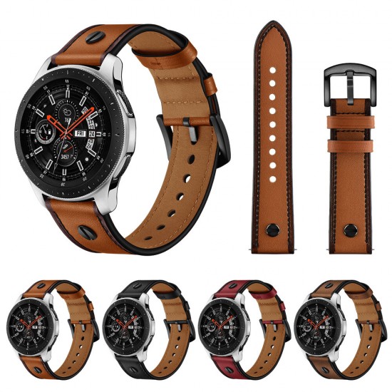 22mm First Layer Leather Replacement Strap Smart Watch Band For Samsung Galaxy Watch 46MM