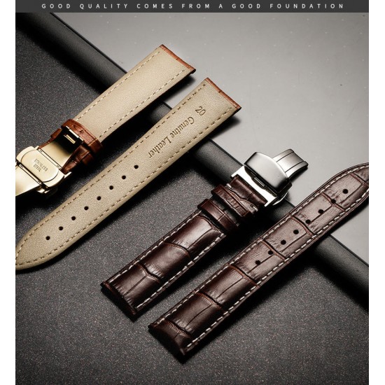 22mm Genuine Leather Strap Replacement Alligator Grain Watch Band