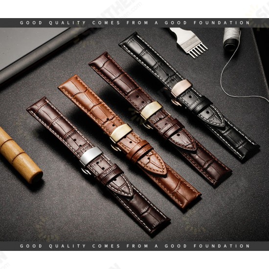 22mm Genuine Leather Strap Replacement Alligator Grain Watch Band