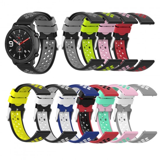 22mm Two-color Buckle Strap Stoma Silicone Replacement Strap For Amazfit GTR 47MM