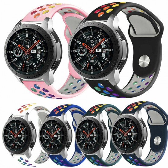 22mm Universal Replacement Rainbow Silicone Watch Band Strap for Solar LS05 Watch / HuWatch GT