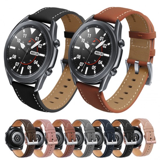 22mm Width Casual Sports Genuine Leather Watch Band Strap Replacement for Samsung Galaxy Watch3 45mm