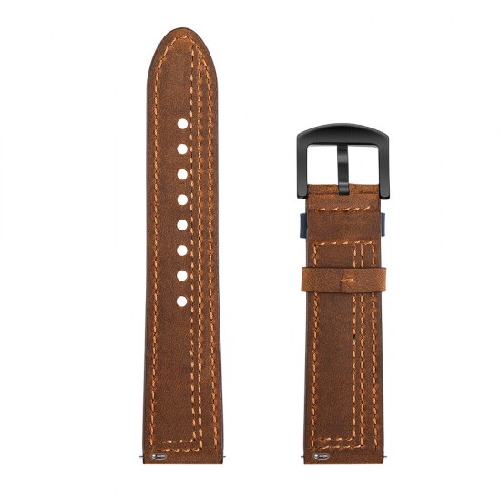 22mm Width First-Layer Genuine Leather Watch Band Strap Replacement for Samsung Galaxy Gear S3 Ticwatch Huami Watch MOTO 360