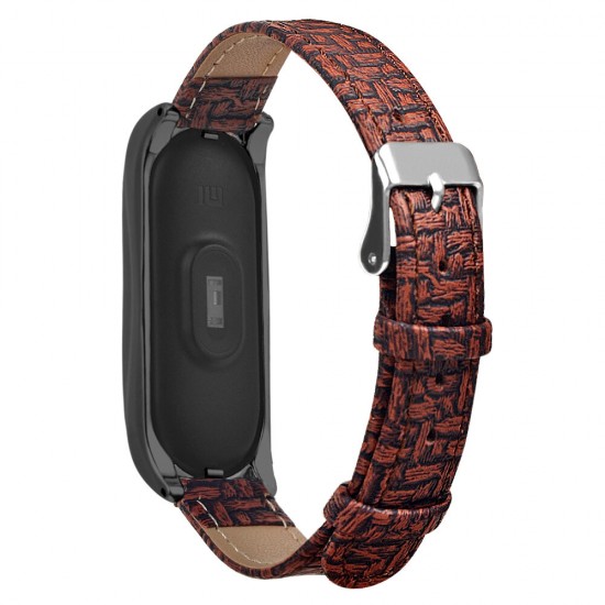 Buckle Metal Shell Braided Pattern Belt Watch Band Watch Strap for Xiaomi Miband 5 Miband 5 NFC Non-original