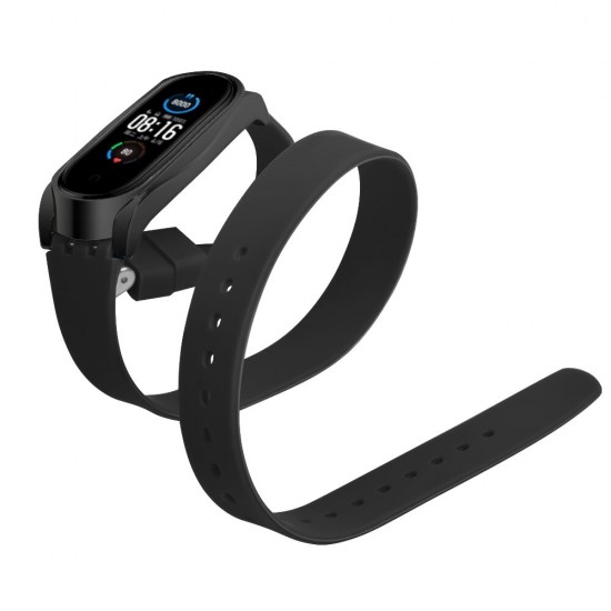 Buckle Metal Shell Long Silicone Replacement Strap Smart Watch Band For Xiaomi Mi Band 5 Non-original