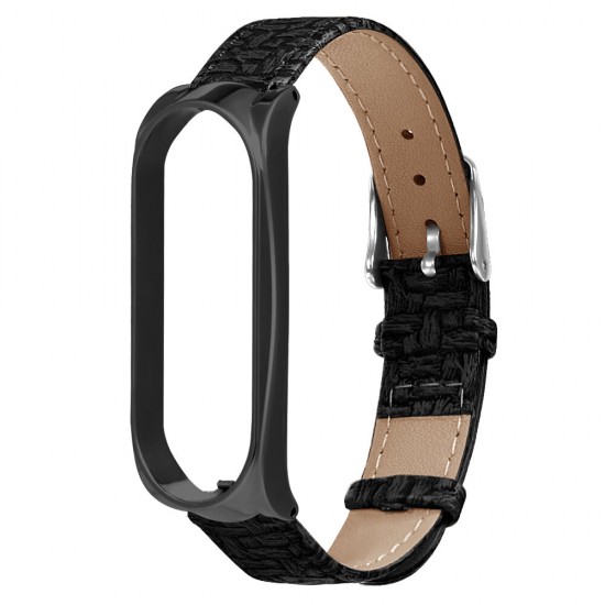 Business Weave Textured PU Leather Watch Band Strap Replacement for Xiaomi Mi Band 6 / Mi Band 5 Non-Original