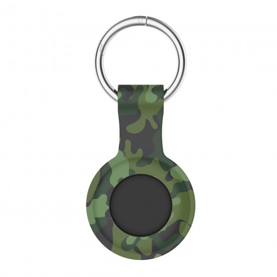 Camouflage Portable Soft Silicone Protective Cover Sleeve with Keychain for Apple Airtags bluetooth Tracker