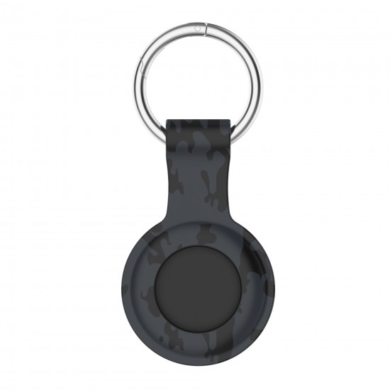 Camouflage Portable Soft Silicone Protective Cover Sleeve with Keychain for Apple Airtags bluetooth Tracker