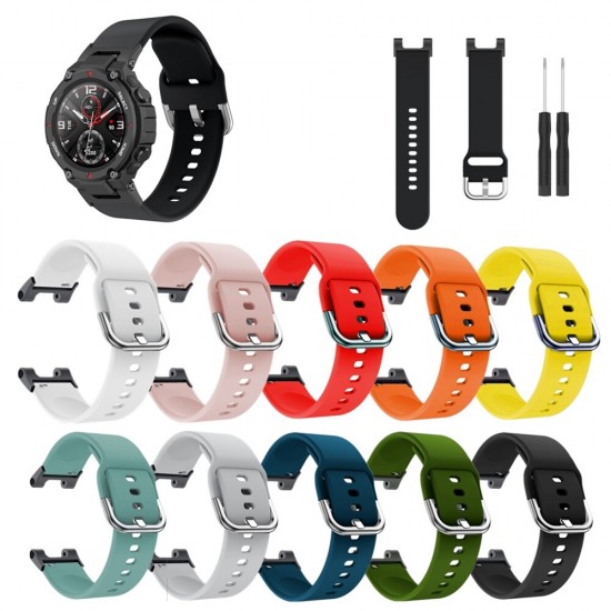 Comfortable Breathable Sweatproof Soft Silicone Watch Band Strap Replacement for Amazfit T-Rex/ T-Rex Pro Smart Watch