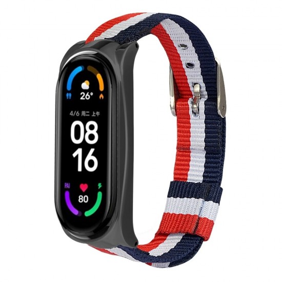 Comfortable Sweatproof Nylon Canvas Watch Band Strap Replacement for Xiaomi Mi Band 6 / Mi Band 5 Non-Original