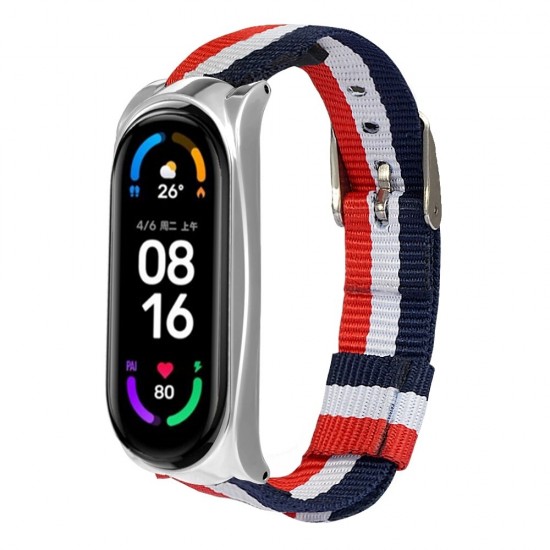 Comfortable Sweatproof Nylon Canvas Watch Band Strap Replacement for Xiaomi Mi Band 6 / Mi Band 5 Non-Original