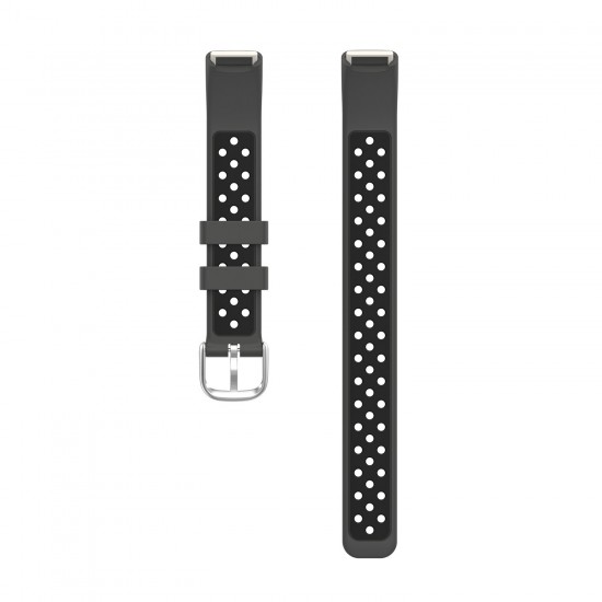Double Color Pattern Breathable Sweatproof Soft Silicone Watch Band Strap Replacement for Fitbit Luxe