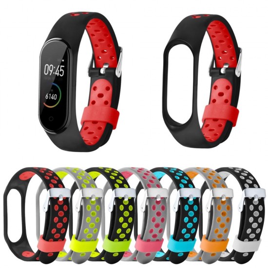 Dual Color Metal Buckle Replacement Silicone Watch Band for Xiaomi Band 4&3 Smart Watch Non-original