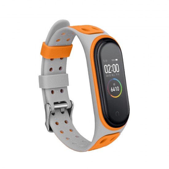 Dual Color Silicone Watch Band Watch Strap Replacement for Xiaomi Miband 5 Non-original