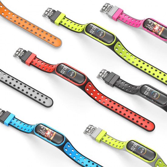 Dual Color Silicone Watch Band Watch Strap Replacement for Xiaomi Miband 5 Non-original