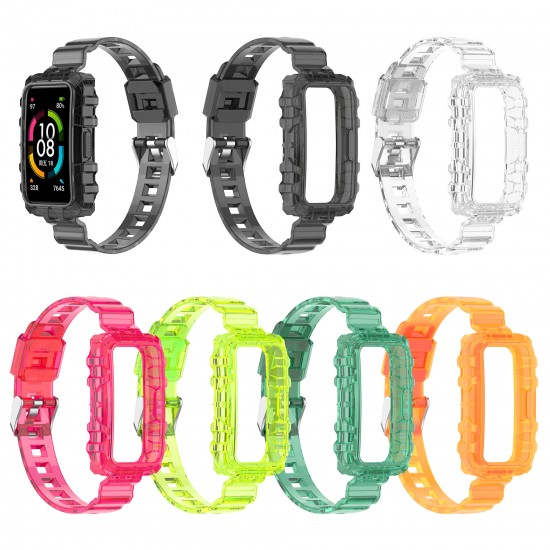 Fashion Comfortable Translucent Soft TPU Watch Band Strap Replacement for HuBand 6/ Honor Band 6