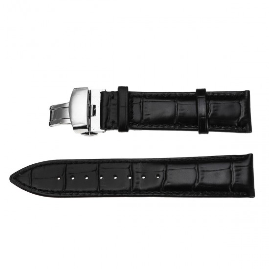 Genuine Leather 22MM 24MM Watch Band Kit Butterfly Buckle Deployment Clasp Strap