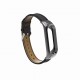 Leather Strap with Metal Frame Replacement Wristband for Xiaomi Mi Band 3 Smart Bracelet Non-original