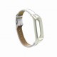 Leather Strap with Metal Frame Replacement Wristband for Xiaomi Mi Band 3 Smart Bracelet Non-original