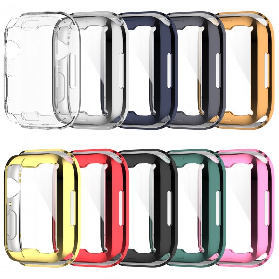 Plating Shockproof Anti-Scratch Soft TPU + HD Clear Tempered Glass Full Cover Watch Case Cover for Apple Watch S7 41mm/ 45mm