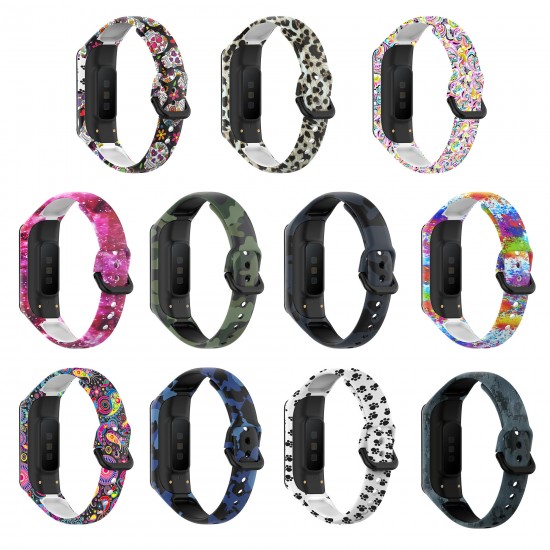 Printed Pattern Stainless Steel Buckle Smart watch Band Replacement Strap For Samsung Galaxy Fit 2