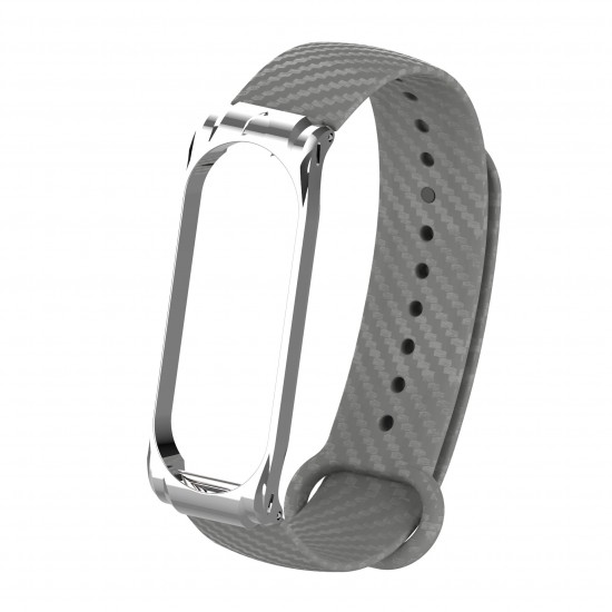 Replacement Carbon Fiber Decoration TPU Watch Band for Xiaomi Mi Band 4 Smart Watch Non-original