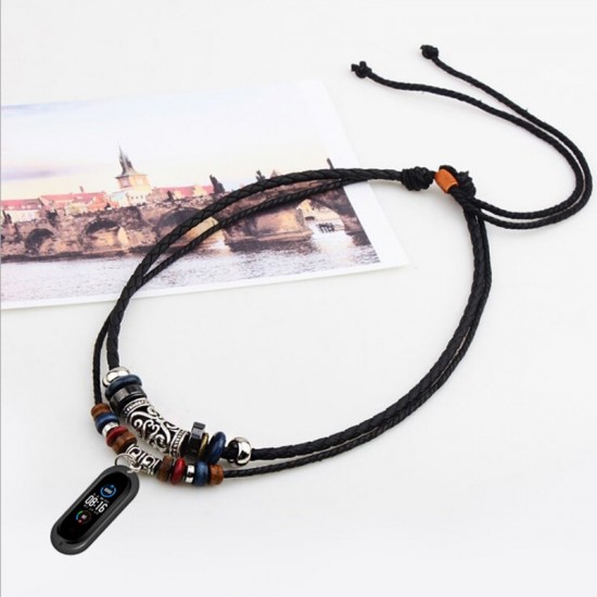 Retro Leather Watch Band Necklace Rope for Xiaomi Miband 5 Non-original