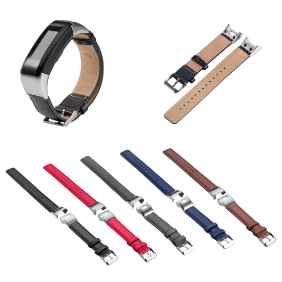 Retro Metal Buckle Leather Strap Smart Watch Band For Garmin Vivosmart HR