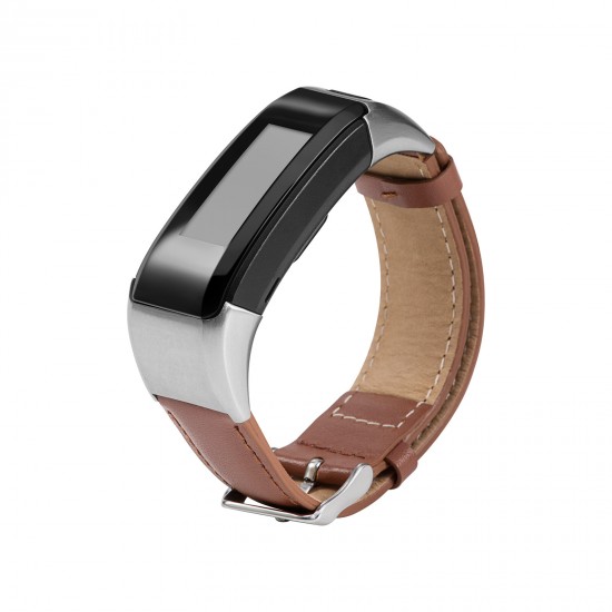 Retro Metal Buckle Leather Strap Smart Watch Band For Garmin Vivosmart HR