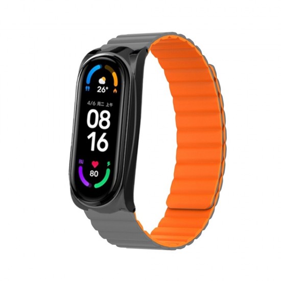 Silicone Powerful Magnetic Replacement Strap Smart Watch Band for Xiaomi Mi Band 6/5