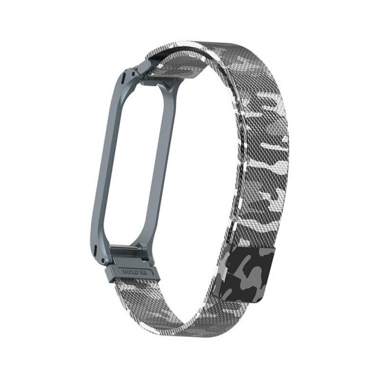 Camouflage Metal Watch Band Watch Strap Replacement for Xiaomi Miband 4 Non-original