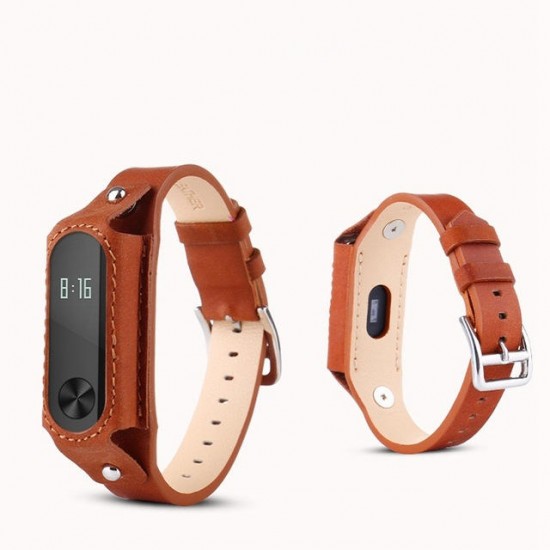 Colorful Leather Replacement Wrist Strap for Xiaomi Miband 2 Wristband