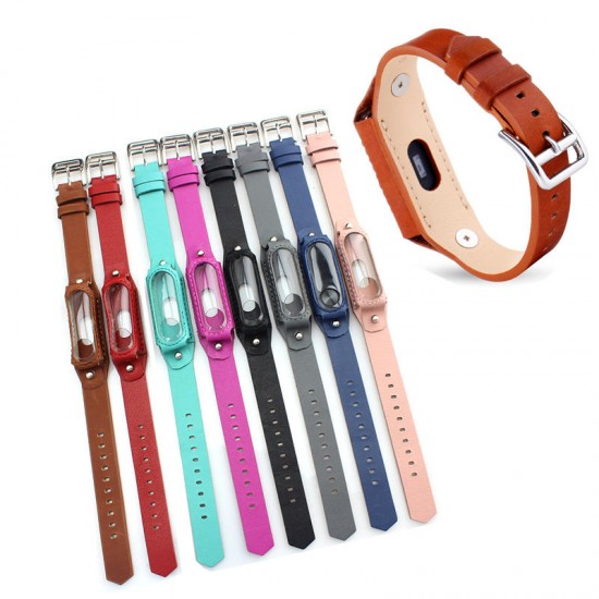 Colorful Leather Replacement Wrist Strap for Xiaomi Miband 2 Wristband