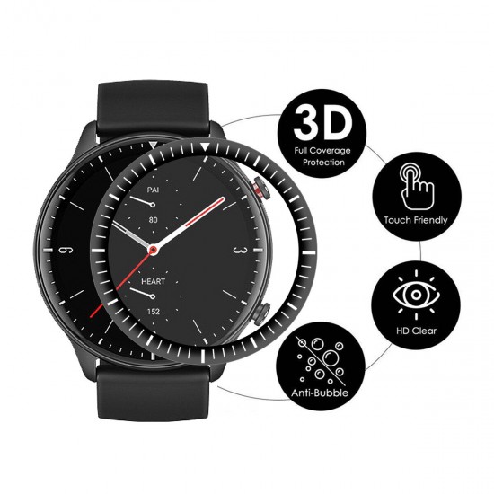 3D Curved PC Soft Edge + PMMA Full Screen Coverage HD Watch Screen Protector Watch Film for Amazfit GTR 2