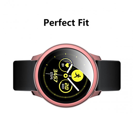 Plating PC Watch Case Cover + 9H Tempered Glass Anti-Scratch Screen Protector for Samsung Galaxy Watch Active 2 40mm