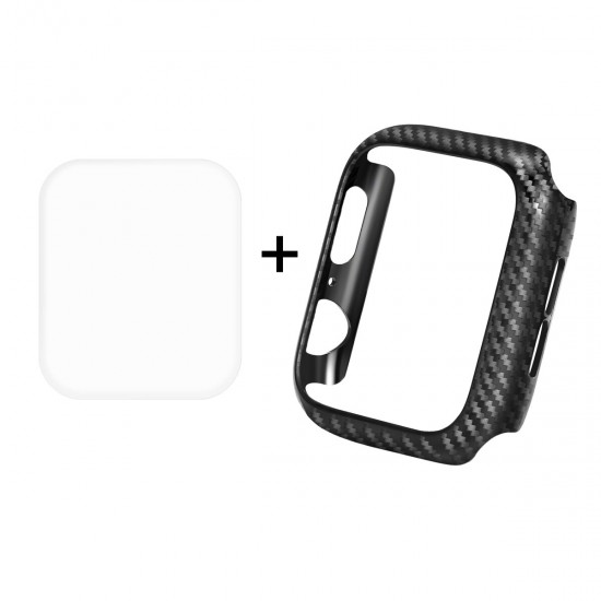 Carbon Fiber Watch Cover+3D Curved Edge Hot Bending Watch Screen Protector For Apple Watch Series 4 40mm