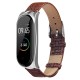 Metal Case Weave Texture Leather Watch Band Watch Strap Replacement for Xiaomi Miband 4 Non-original